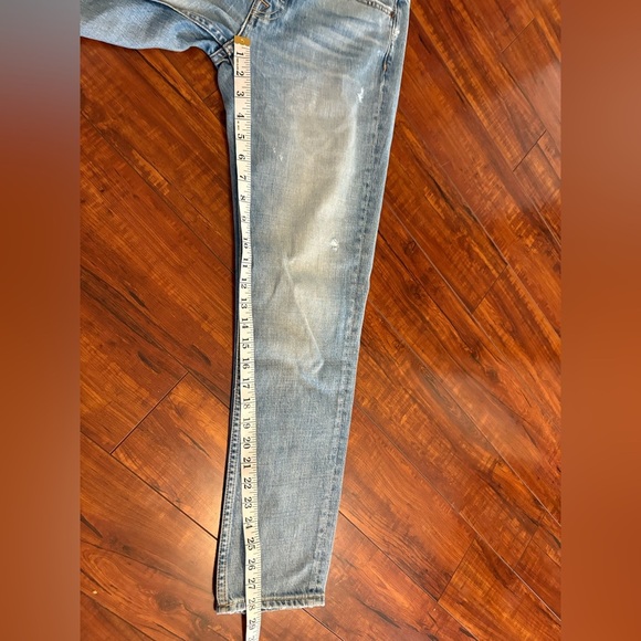 GRLFRND Revolve Kiara Tripped Up Ankle distress knee Cut blue Jeans size 28 - Picture 16 of 16